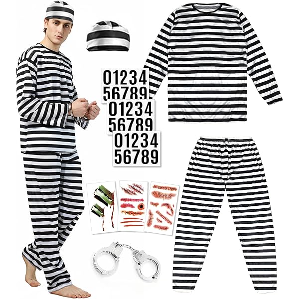 Amazon.co.jp: [deaizaka.biz] 囚人服 コスプレ メンズ 帽子 シャツ